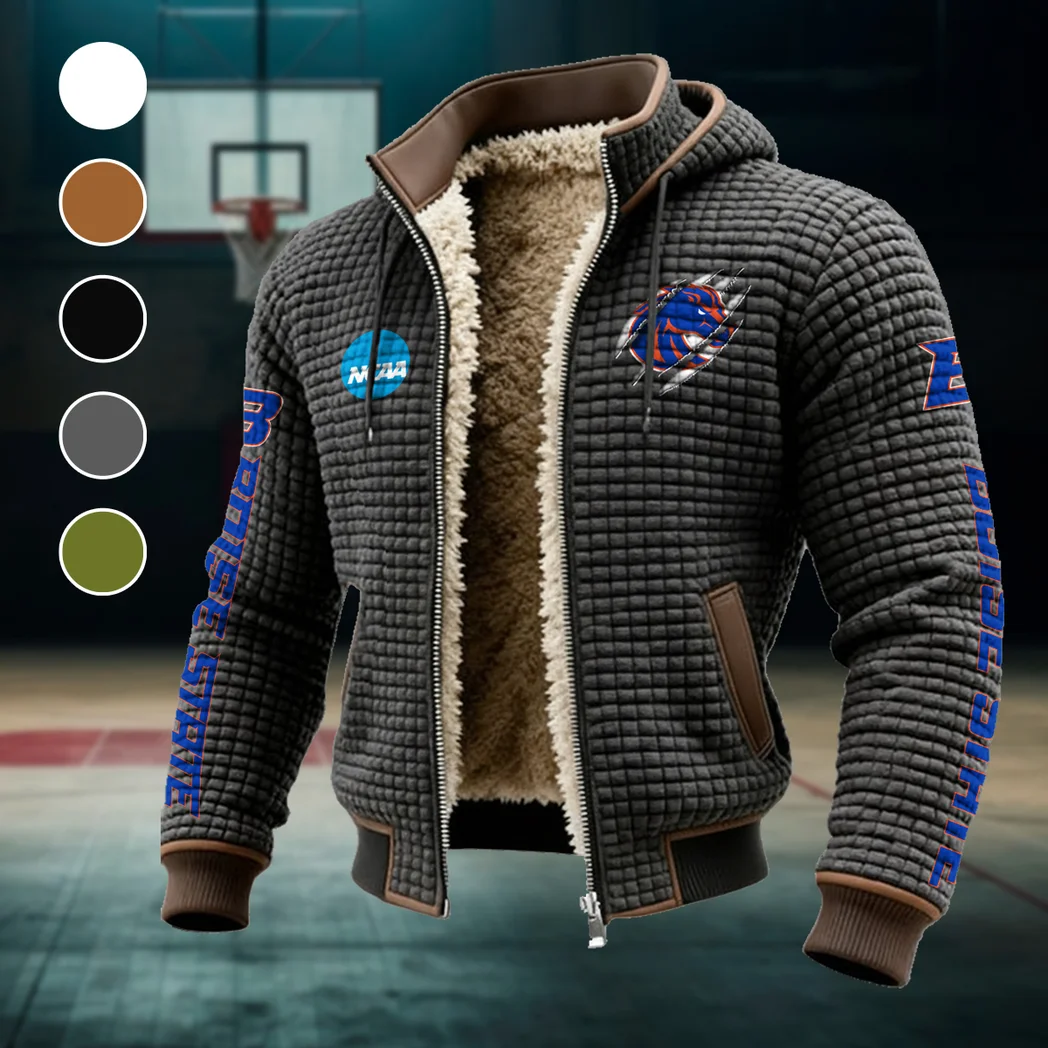 The Broncos Fleece-Lined Hooded Jacket, Storm-Ready Fleece-Lined Coat HVN1441BS - Grey