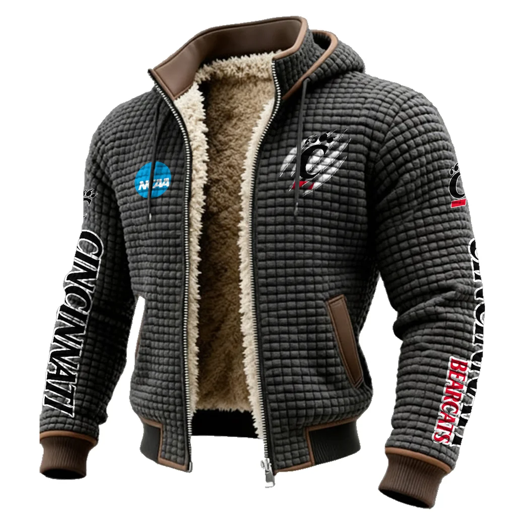 The Cincy Elite Fleece-Lined Hooded Jacket, Elemental Guard Sport Jacket HVN1441CB - Grey - Image 2