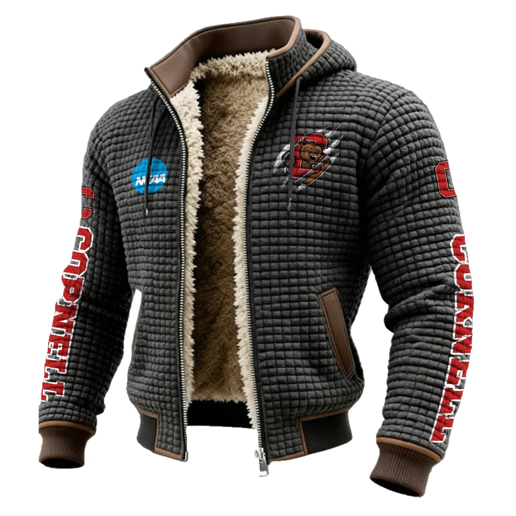 The Big Red Force Fleece-Lined Hooded Jacket, Deep Winter Insulated Hoody HVN1441CB - Grey - Image 2