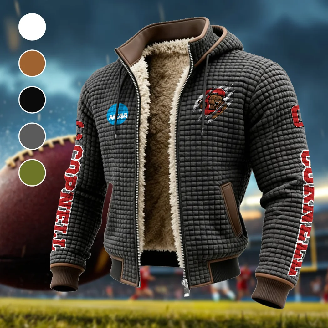 The Big Red Force Fleece-Lined Hooded Jacket, Deep Winter Insulated Hoody HVN1441CB - Grey