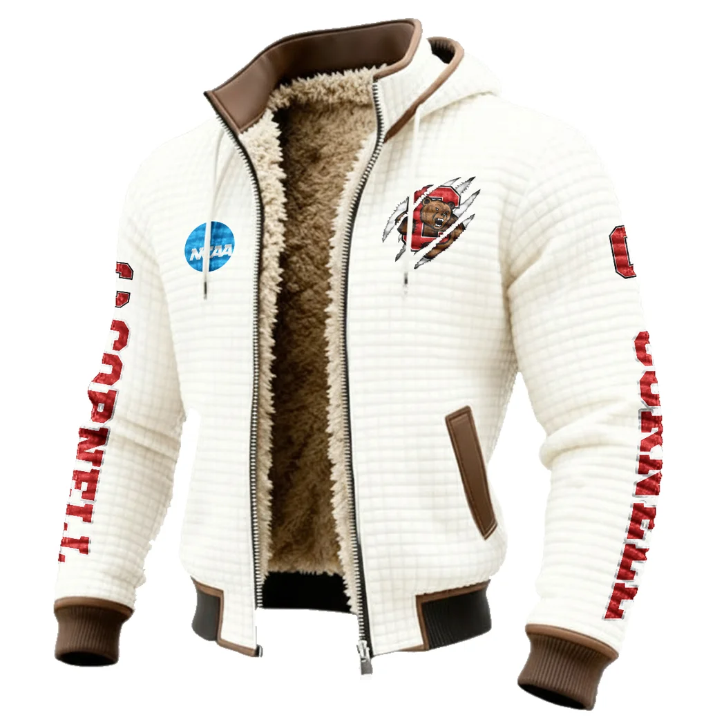The Big Red Force Fleece-Lined Hooded Jacket, Deep Winter Insulated Hoody HVN1441CB - White - Image 2