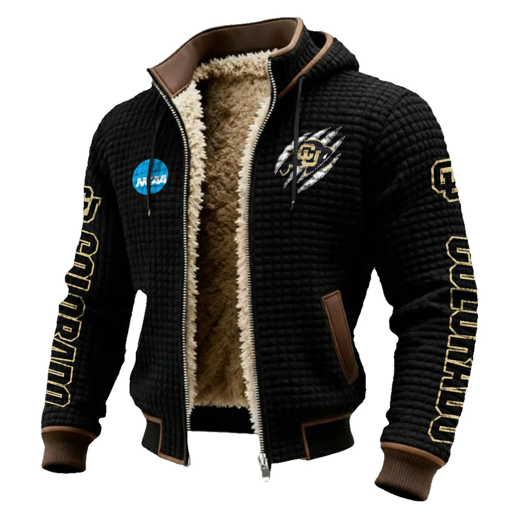 The Buff Nation Fleece-Lined Hooded Jacket, Water-Resistant Thermal Hoody HVN1441CB - Black - Image 2
