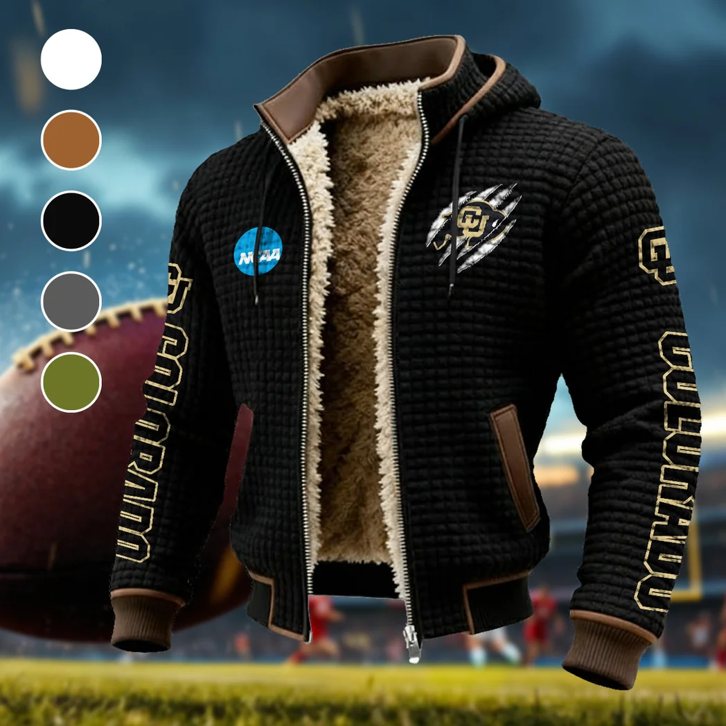 The Buff Nation Fleece-Lined Hooded Jacket, Water-Resistant Thermal Hoody HVN1441CB - Black