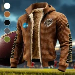 The Buff Nation Fleece-Lined Hooded Jacket, Water-Resistant Thermal Hoody HVN1441CB - brown