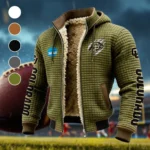 The Buff Nation Fleece-Lined Hooded Jacket, Water-Resistant Thermal Hoody HVN1441CB - Green