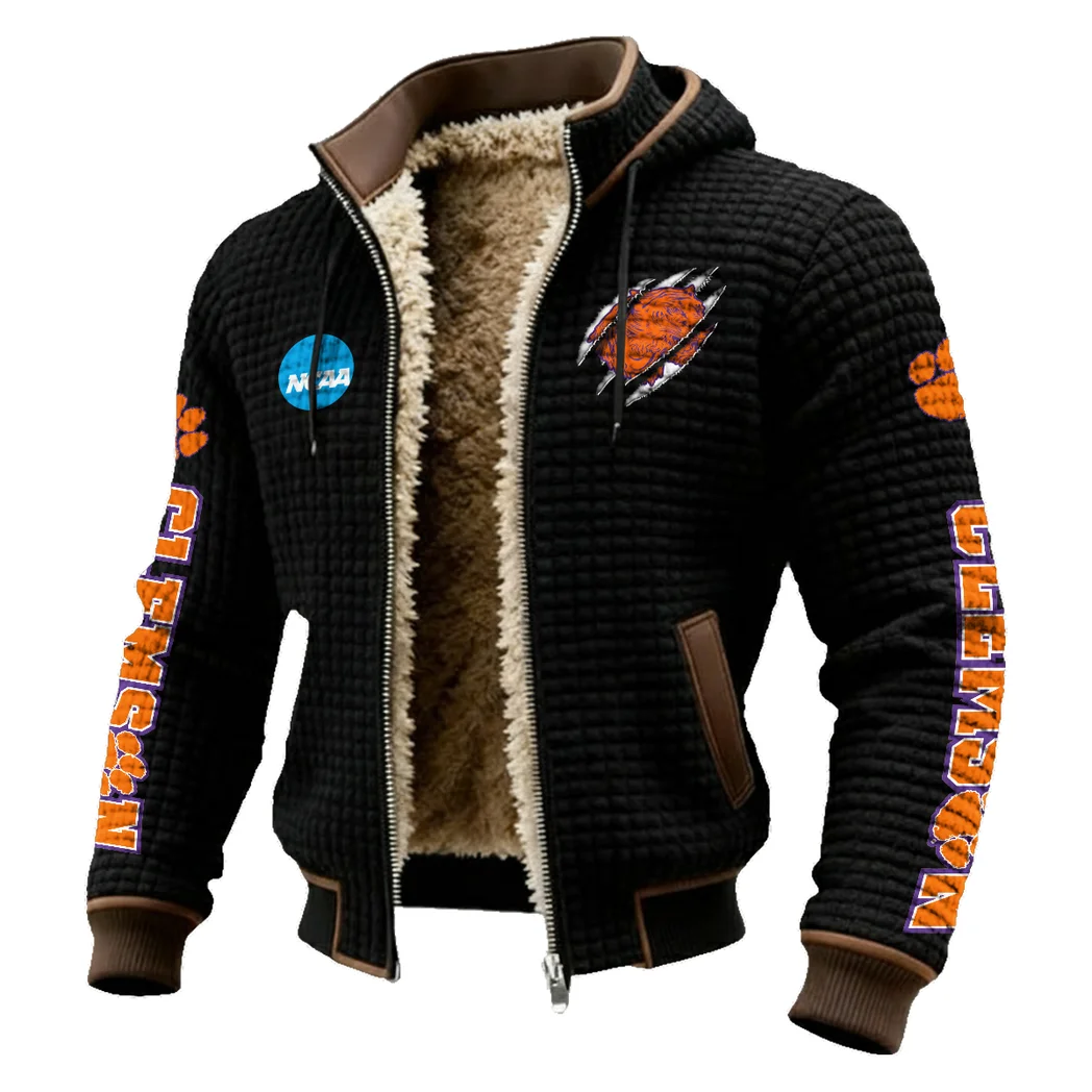 The Clemson Spirit Fleece-Lined Hooded Jacket, Ultra-Soft Plush Lined Jacket HVN1441CT - Black - Image 2