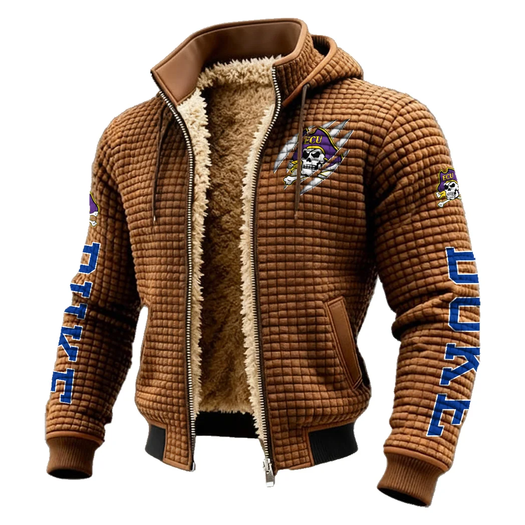 The ECU Pride Fleece-Lined Hooded Jacket, Heavyweight Cozy Sport Shell HVN1441EC - brown - Image 2
