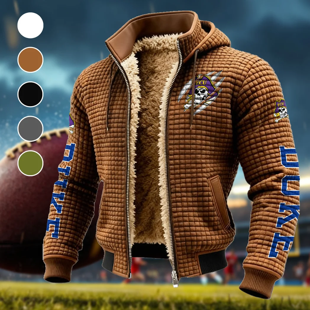 The ECU Pride Fleece-Lined Hooded Jacket, Heavyweight Cozy Sport Shell HVN1441EC - brown