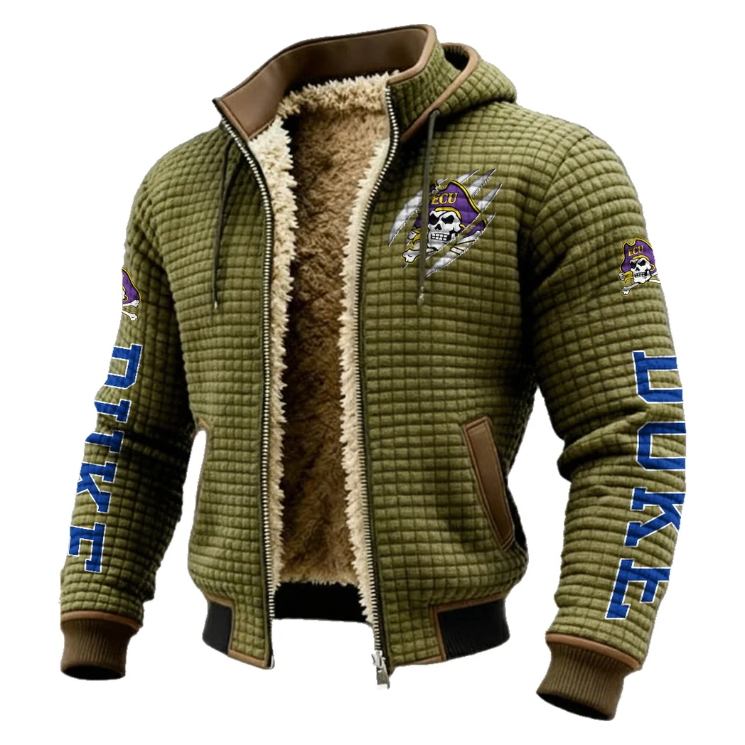 The ECU Pride Fleece-Lined Hooded Jacket, Heavyweight Cozy Sport Shell HVN1441EC - Green - Image 2