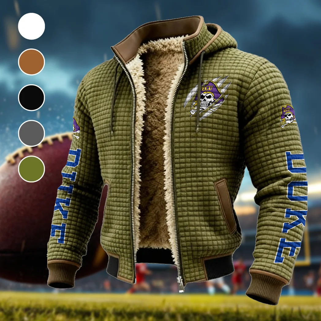 The ECU Pride Fleece-Lined Hooded Jacket, Heavyweight Cozy Sport Shell HVN1441EC - Green