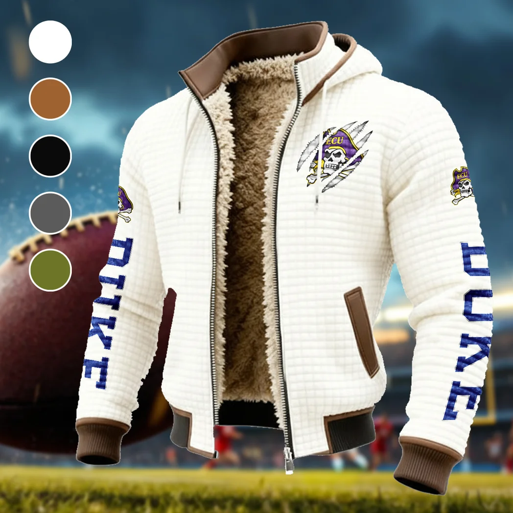 The ECU Pride Fleece-Lined Hooded Jacket, Heavyweight Cozy Sport Shell HVN1441EC - White