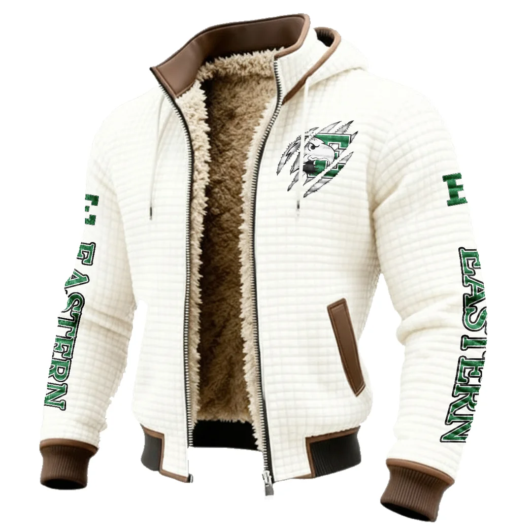 The Eagle Ambush Fleece-Lined Hooded Jacket, Brushed Interior Winter Jacket HVN1441EM - White - Image 2