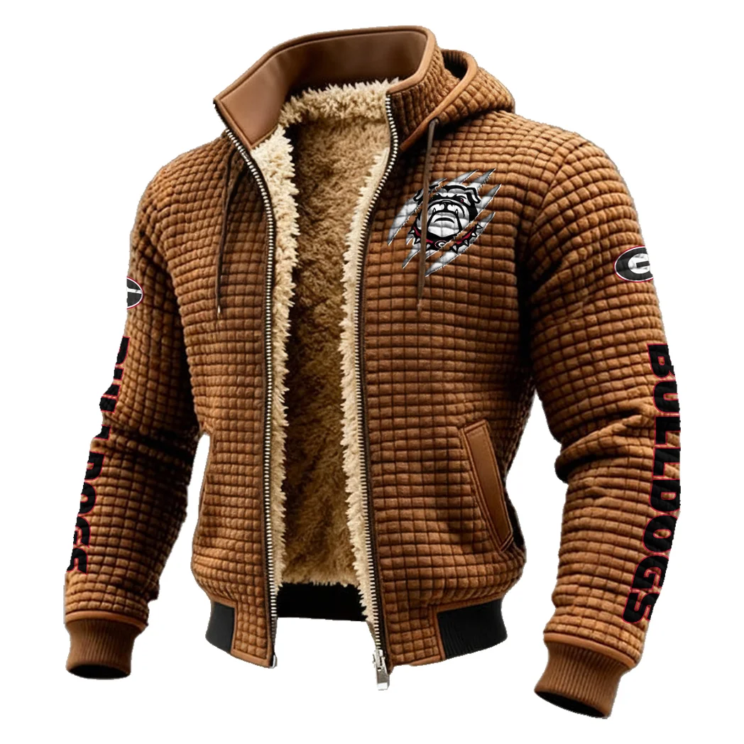 The Bulldog Pride Fleece-Lined Hooded Jacket, Premium Bonded Fleece Jacket HVN1441GB - brown - Image 2