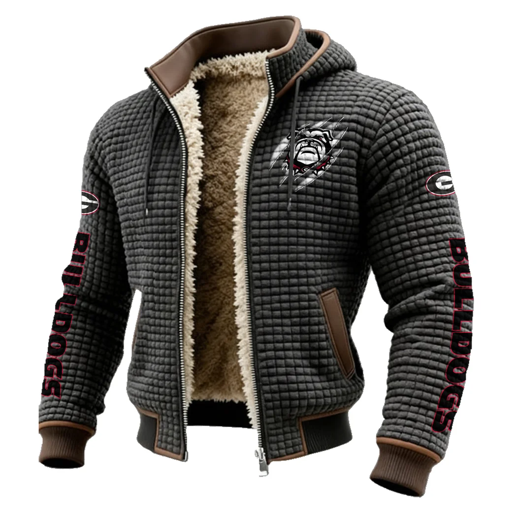 The Bulldog Pride Fleece-Lined Hooded Jacket, Premium Bonded Fleece Jacket HVN1441GB - Grey - Image 2