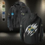 Bobby Dodd Crew Flannel Hoodie, Casual Sport Hooded Flannel HVN1441GT - Black