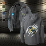 Bobby Dodd Crew Flannel Hoodie, Casual Sport Hooded Flannel HVN1441GT - Gray