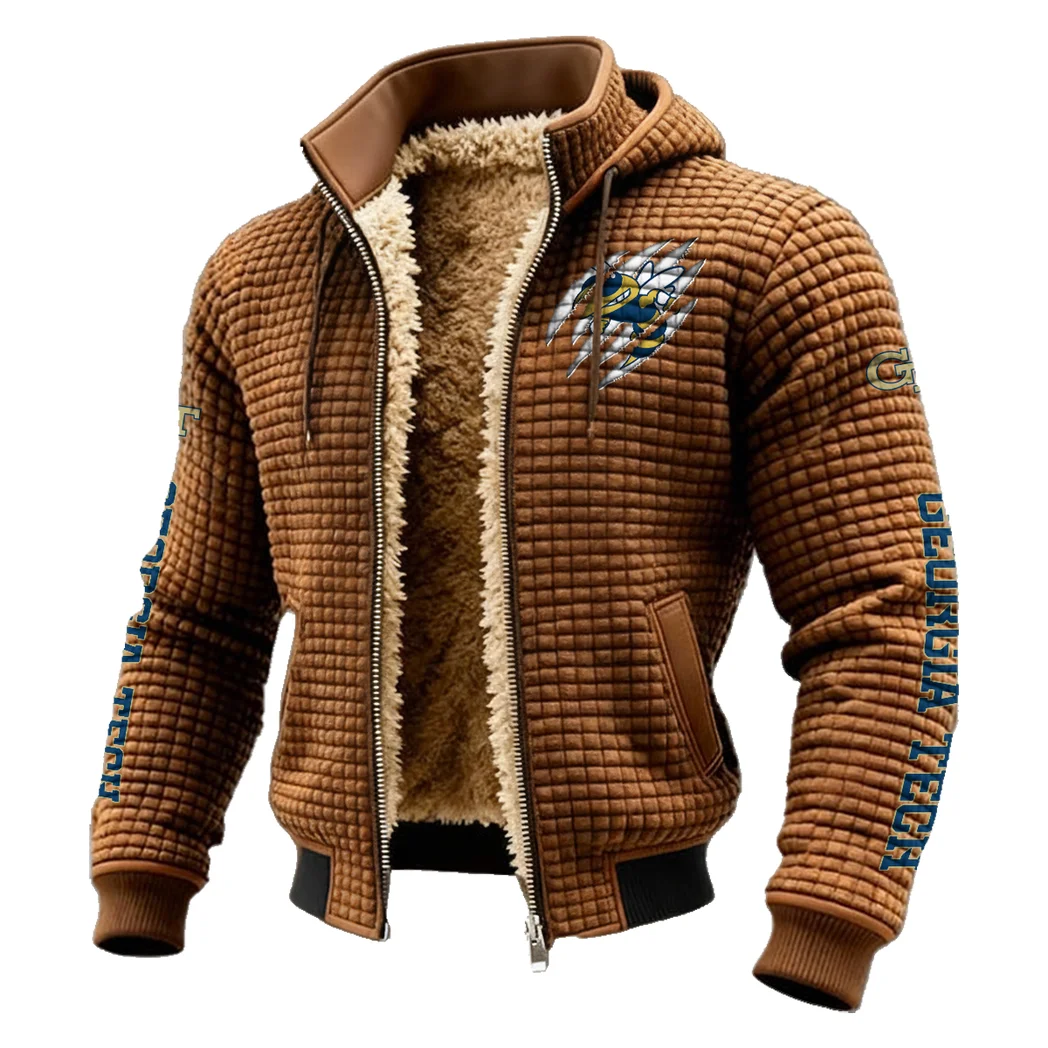 Bobby Dodd Crew Fleece-Lined Hooded Jacket, Soft-Touch Thermal Outerwear HVN1441GT - brown - Image 2