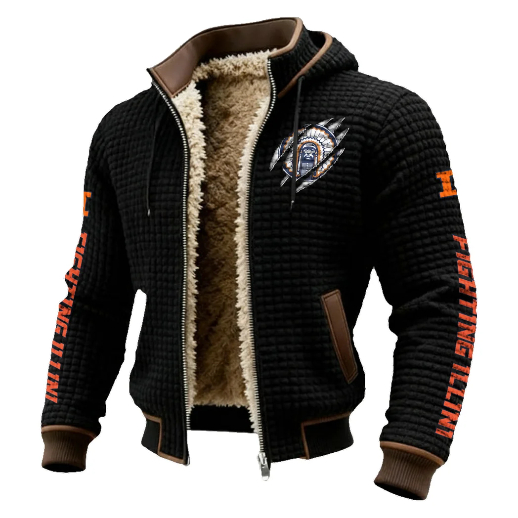 The Illini Power Fleece-Lined Hooded Jacket, Endurance Sport Thermal Hoody HVN1441IF - Black - Image 2