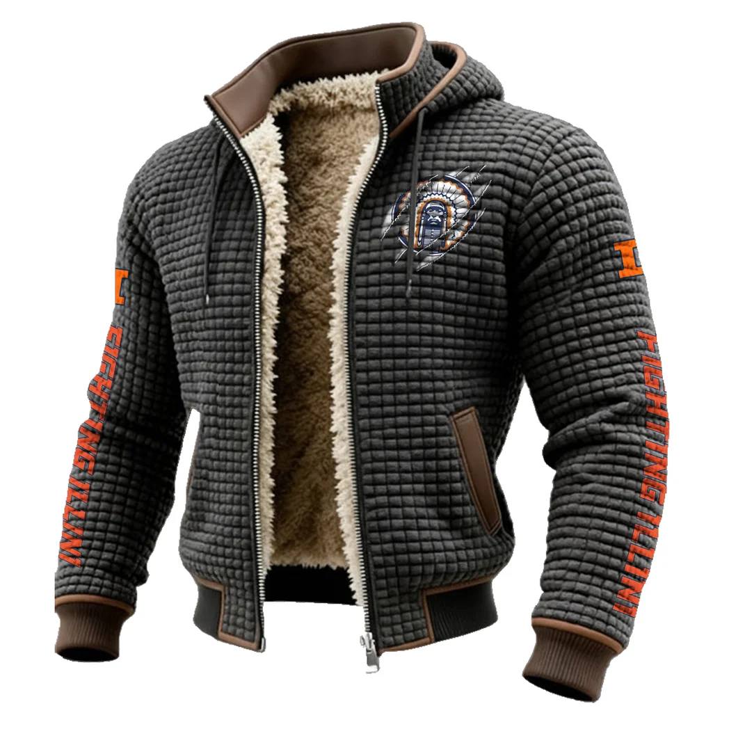 The Illini Power Fleece-Lined Hooded Jacket, Endurance Sport Thermal Hoody HVN1441IF - Grey - Image 2