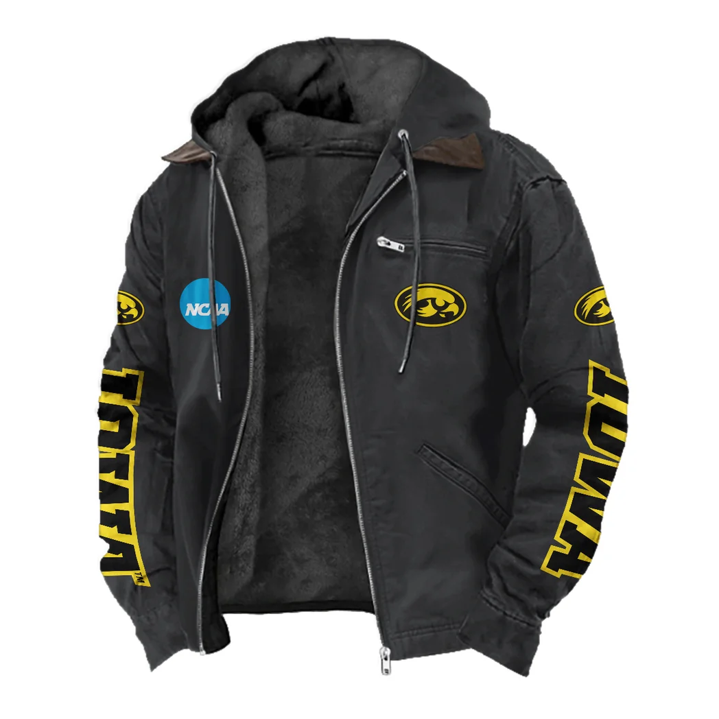 The Iowa Pride Flannel Hoodie, Warm Fan Flannel Hoodie HVN1441IO - Black - Image 2