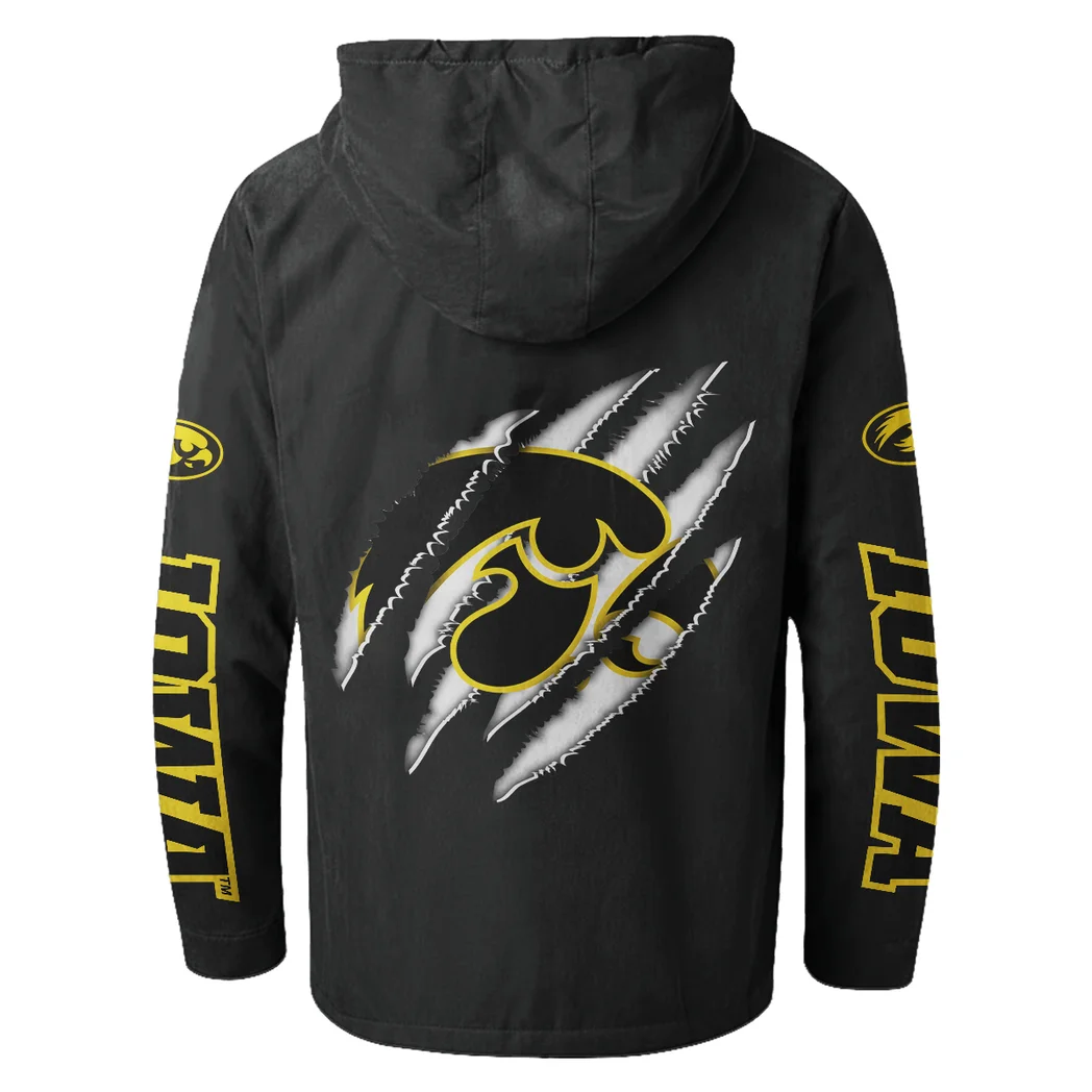 The Iowa Pride Flannel Hoodie, Warm Fan Flannel Hoodie HVN1441IO - Black - Image 3