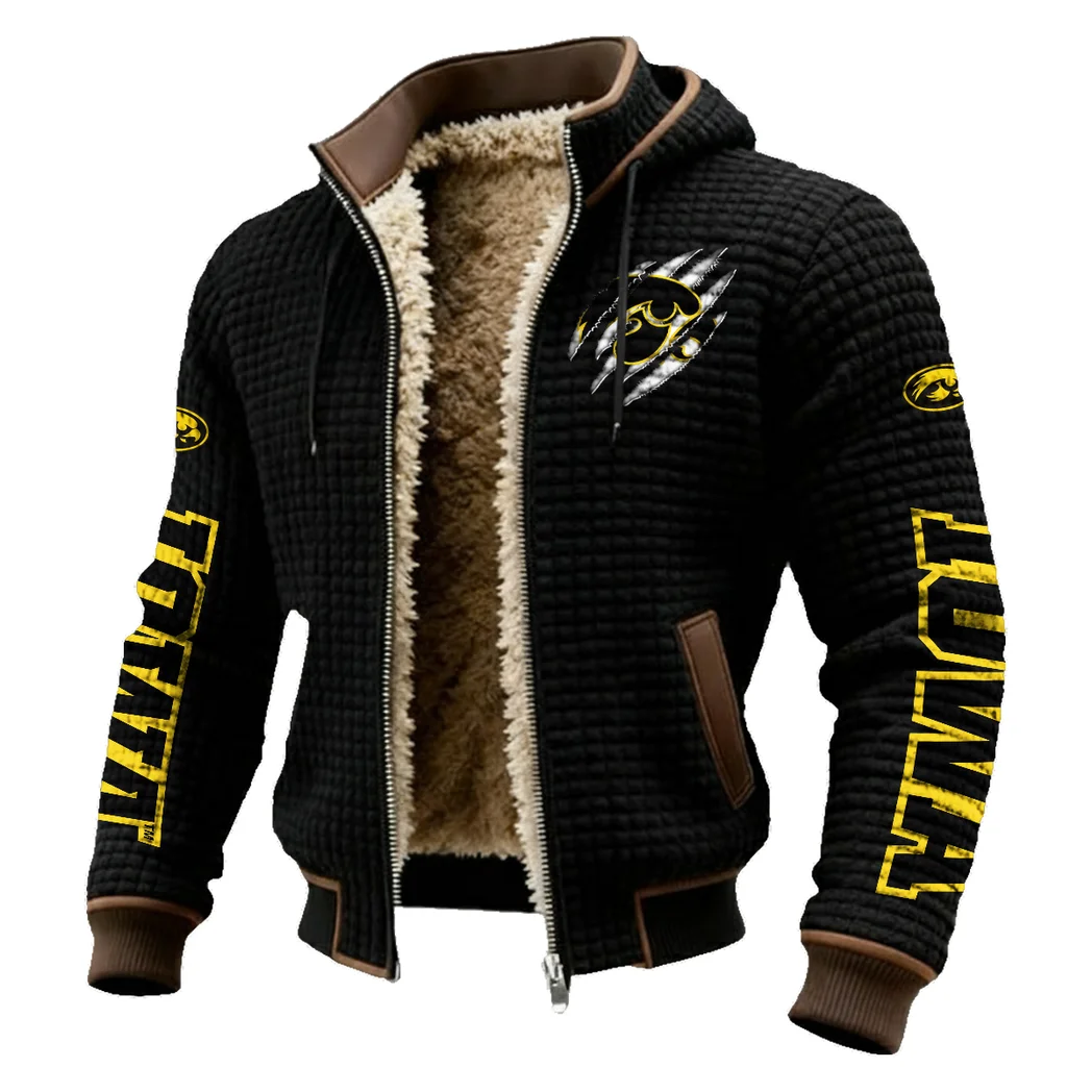 The Iowa Pride Fleece-Lined Hooded Jacket, High-Performance Trail Jacket HVN1441IO - Black - Image 2