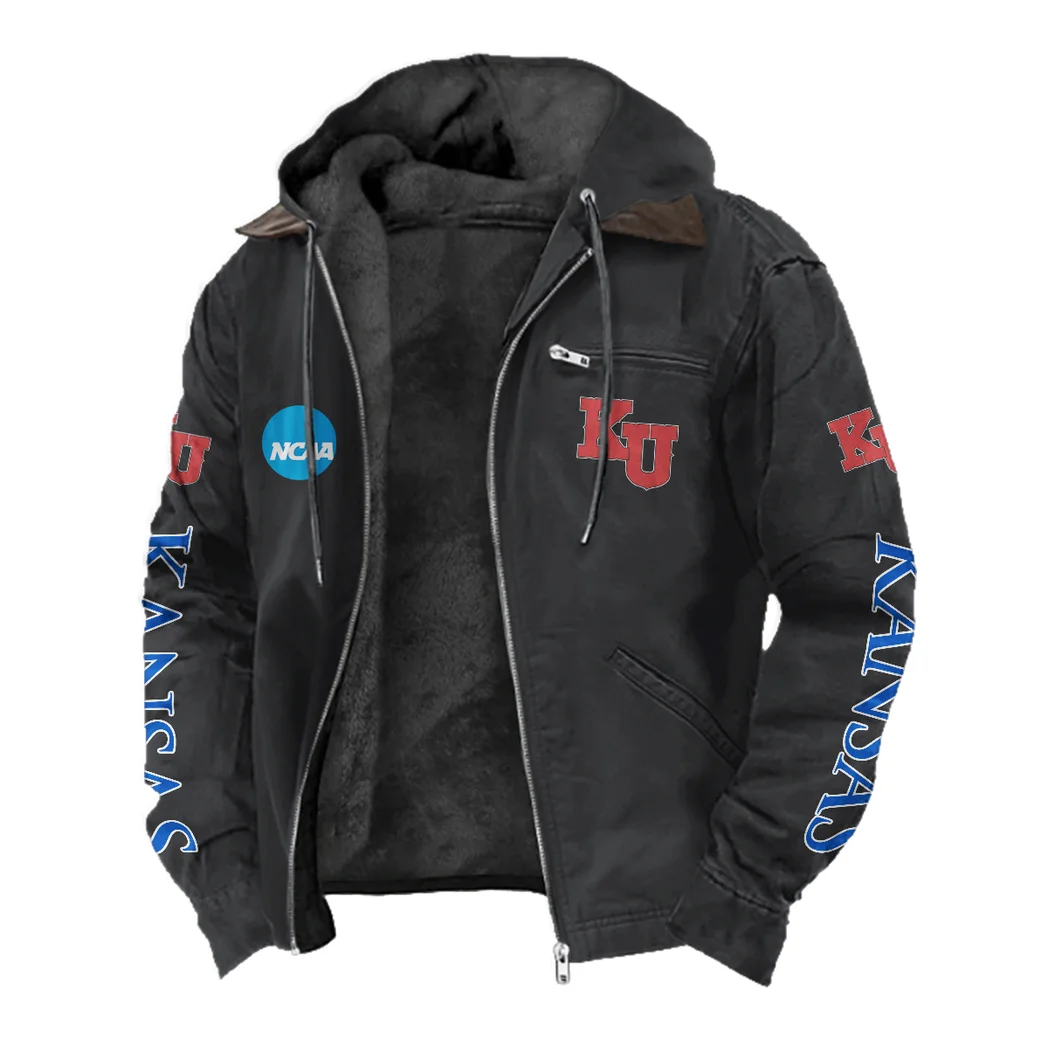 The Blue Force Flannel Hoodie, Classic Flannel Sport Hoodie HVN1441KJ - Black - Image 2