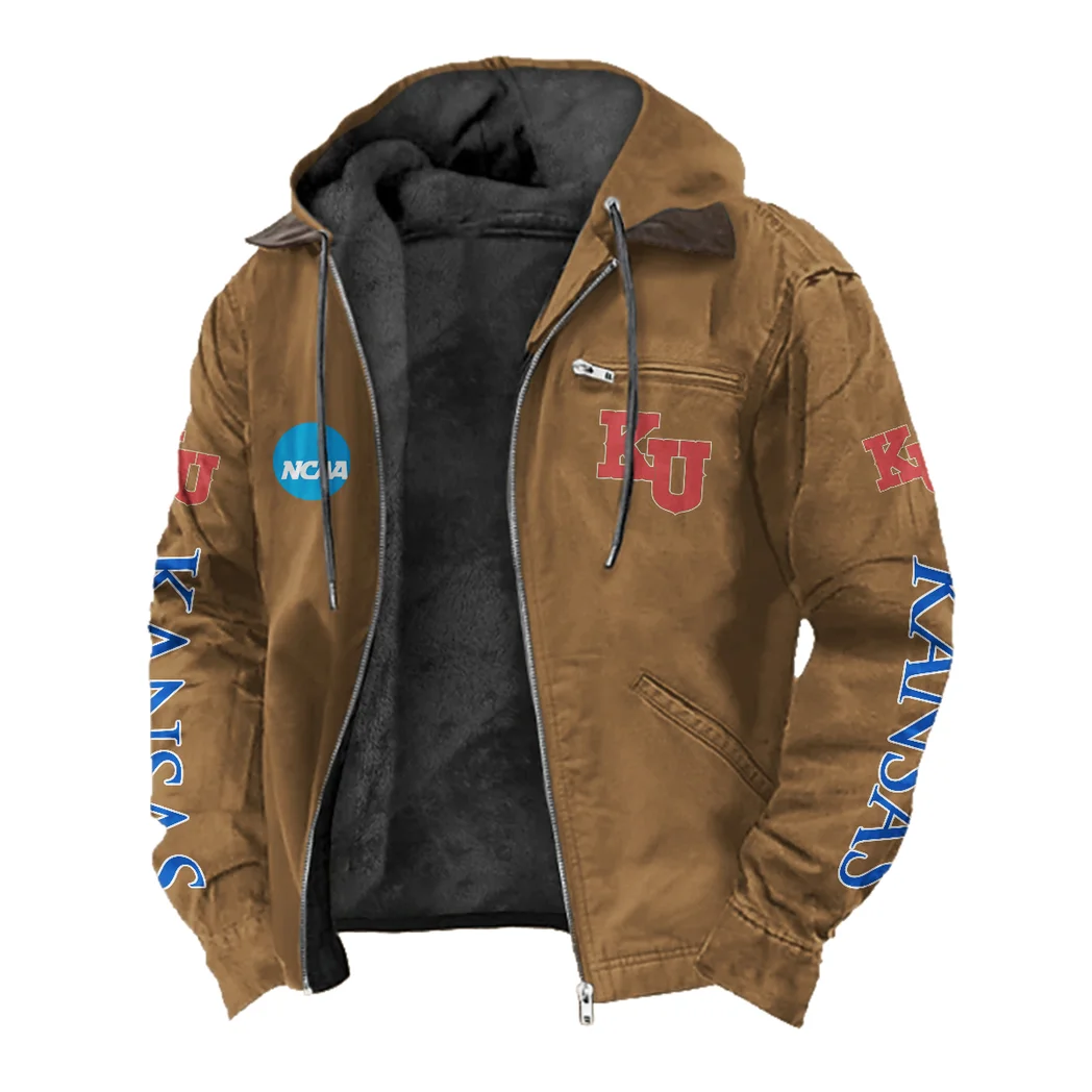 The Blue Force Flannel Hoodie, Classic Flannel Sport Hoodie HVN1441KJ - Camel - Image 2
