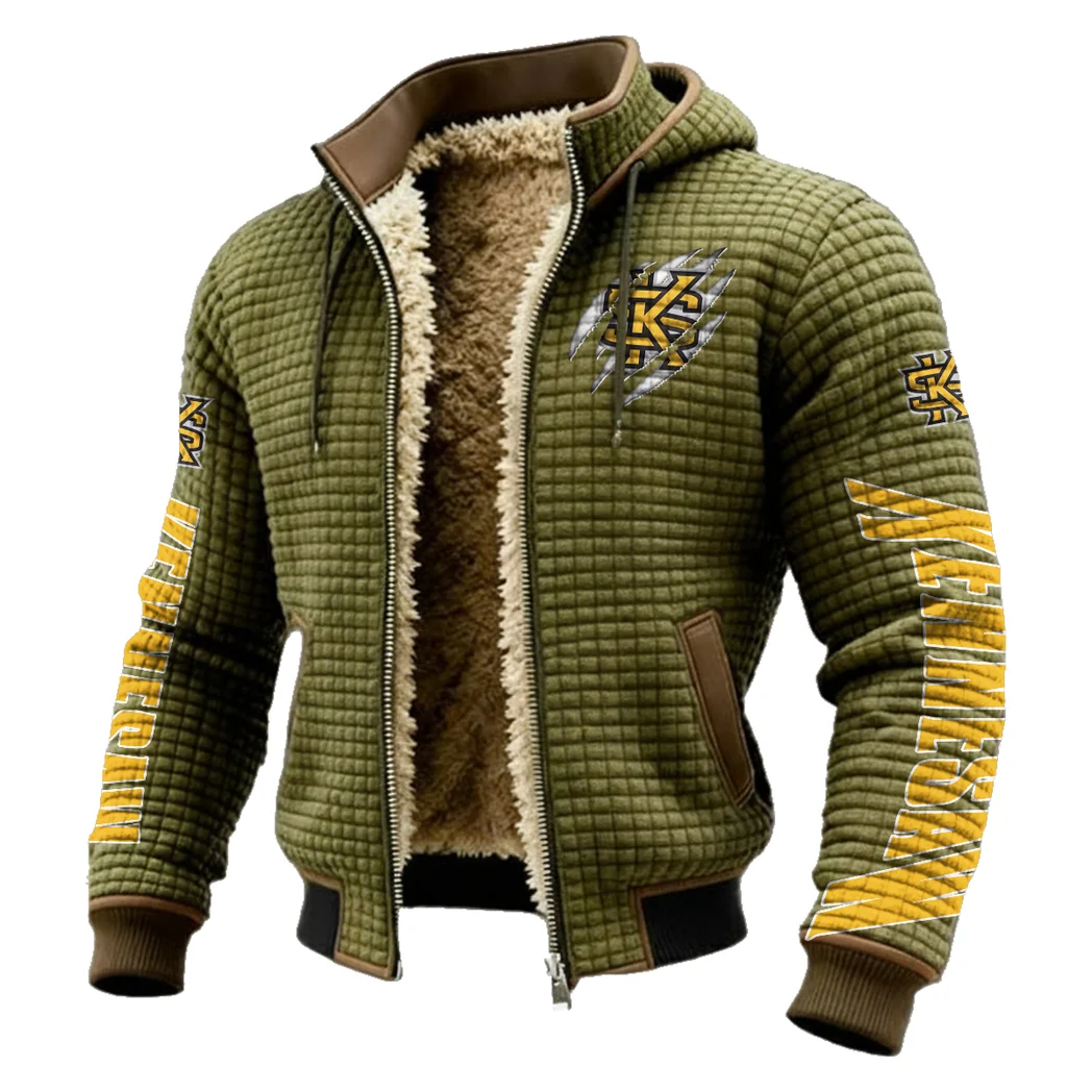 The Owl Nation Fleece-Lined Hooded Jacket, Cross-Training Winter Layer HVN1441KS - Green - Image 2