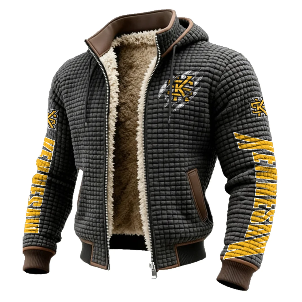The Owl Nation Fleece-Lined Hooded Jacket, Cross-Training Winter Layer HVN1441KS - Grey - Image 2