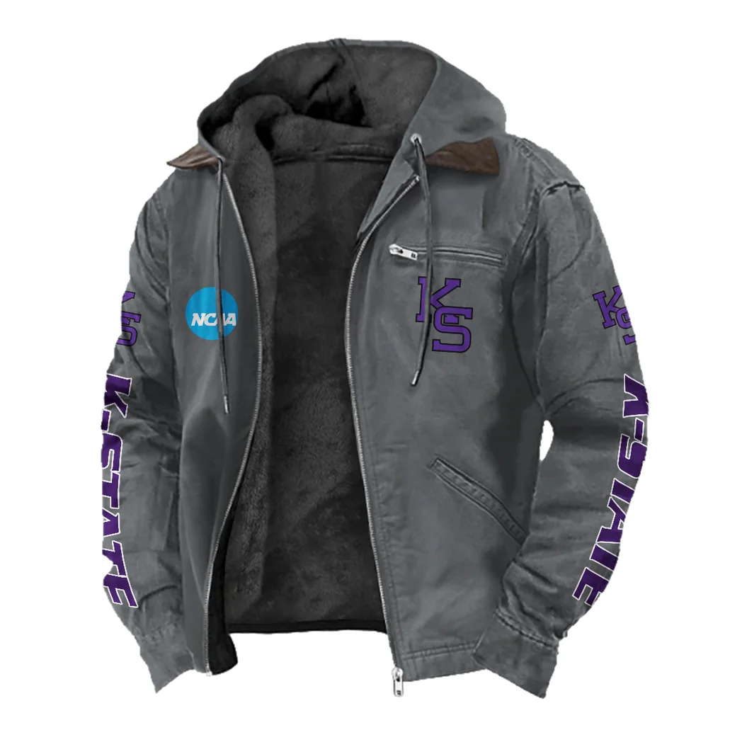 The Wildcat Elite Flannel Hoodie, Bold Supporter Flannel Hoodie HVN1441KS - Gray - Image 2