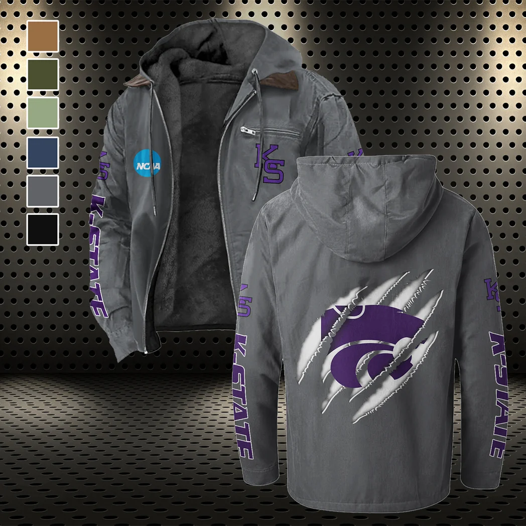 The Wildcat Elite Flannel Hoodie, Bold Supporter Flannel Hoodie HVN1441KS - Gray