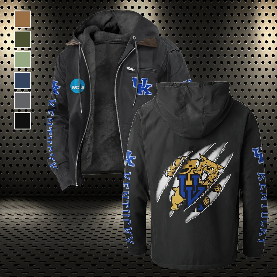 The Wildcats Flannel Hoodie, True Fan Hooded Flannel HVN1441KW - Black