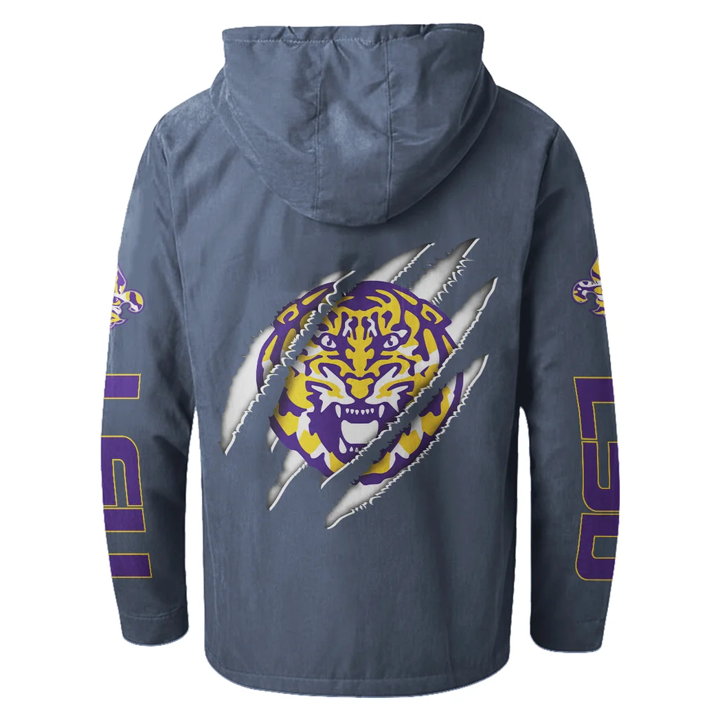 The Bayou Bengals Flannel Hoodie, Loyal Supporter Sport Hoodie HVN1441LS - Navy Blue - Image 3