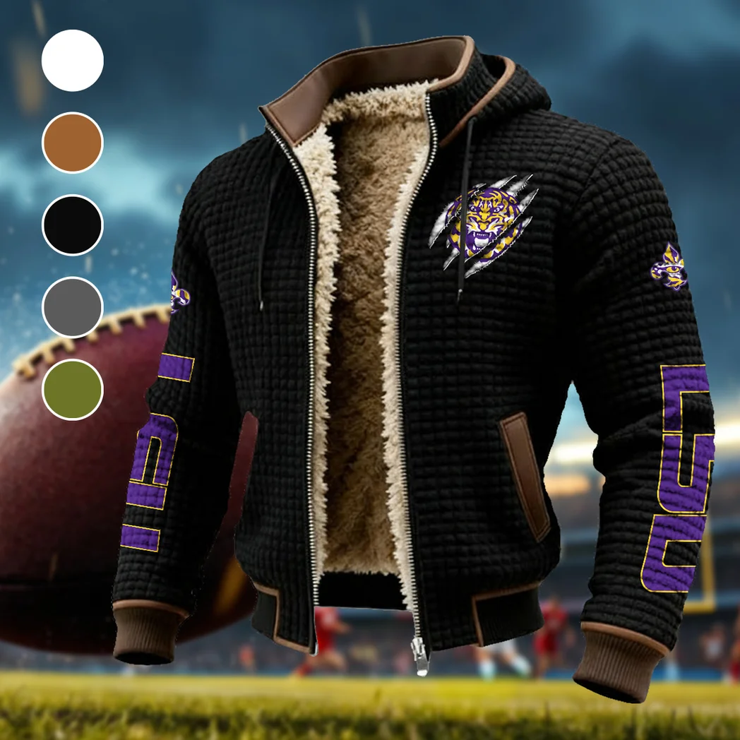 The Bayou Bengals Fleece-Lined Hooded Jacket, Weather-Shield Fleece Hoody HVN1441LS - Black