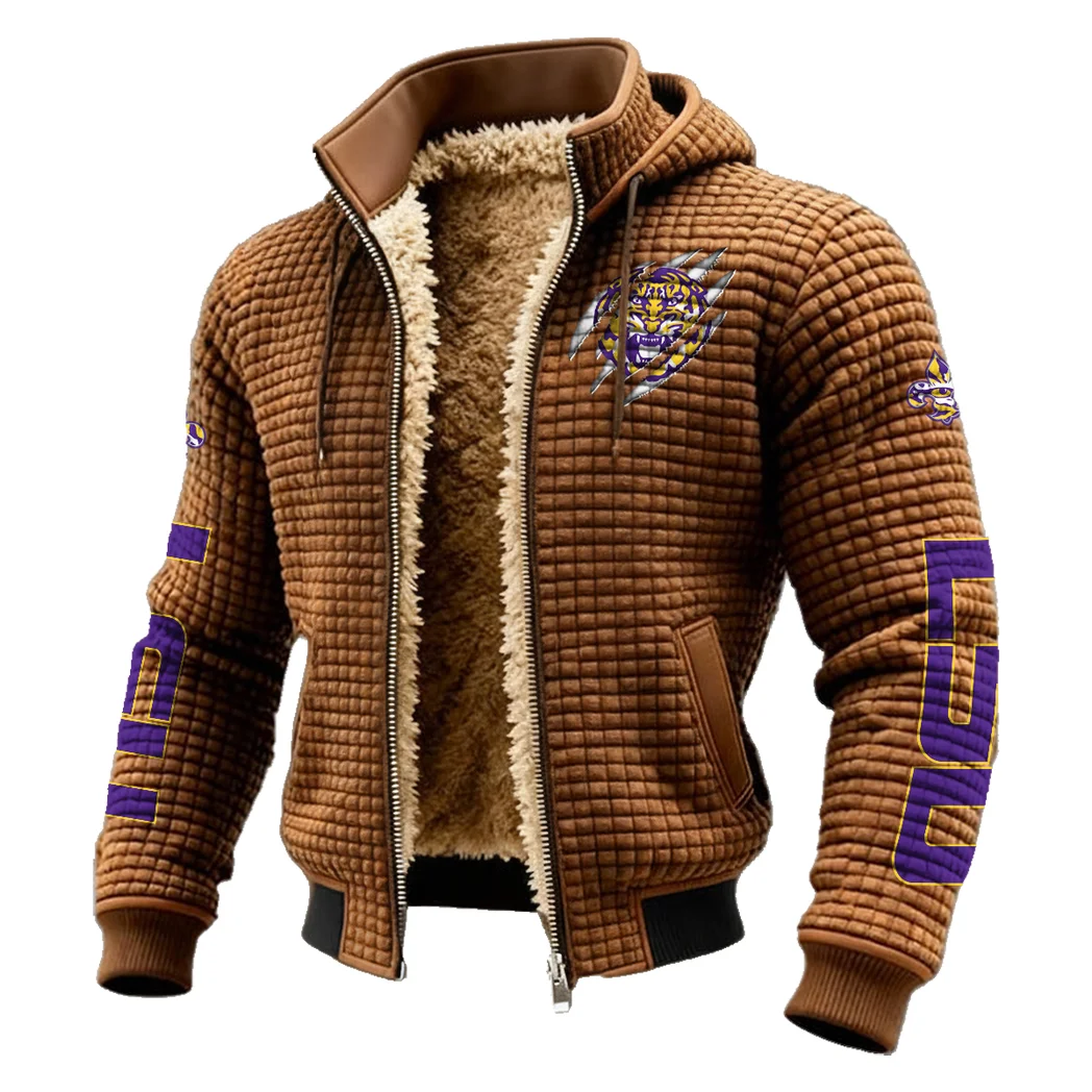 The Bayou Bengals Fleece-Lined Hooded Jacket, Weather-Shield Fleece Hoody HVN1441LS - brown - Image 2