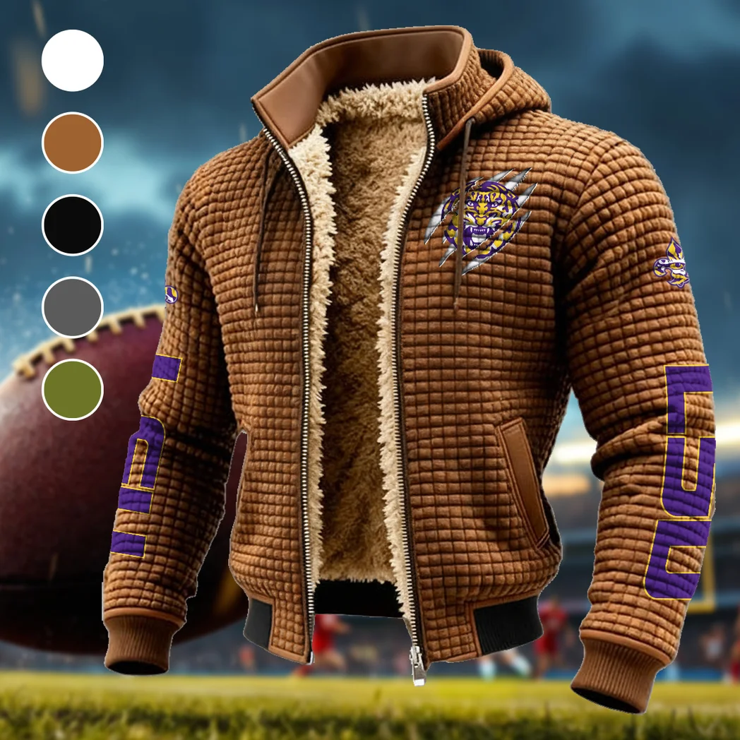 The Bayou Bengals Fleece-Lined Hooded Jacket, Weather-Shield Fleece Hoody HVN1441LS - brown