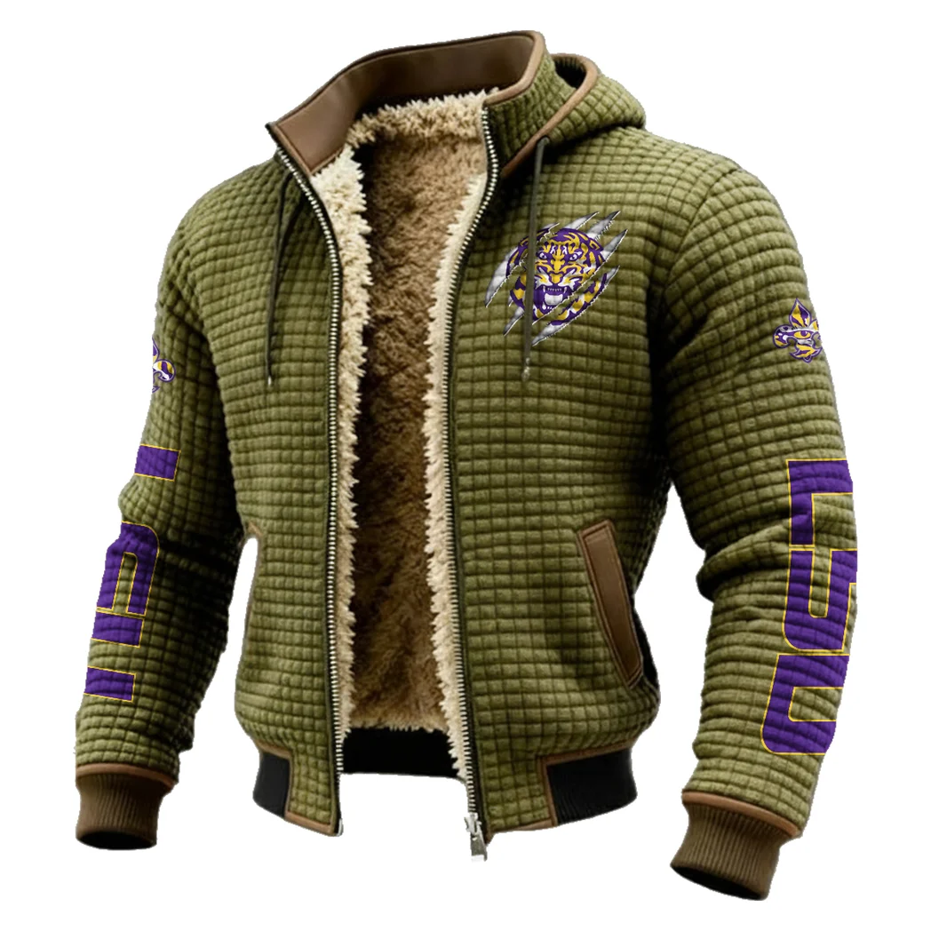 The Bayou Bengals Fleece-Lined Hooded Jacket, Weather-Shield Fleece Hoody HVN1441LS - Green - Image 2