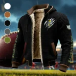 The Gold Force Fleece-Lined Hooded Jacket, Wind-Blocker Insulated Hoody HVN1441MG - Black