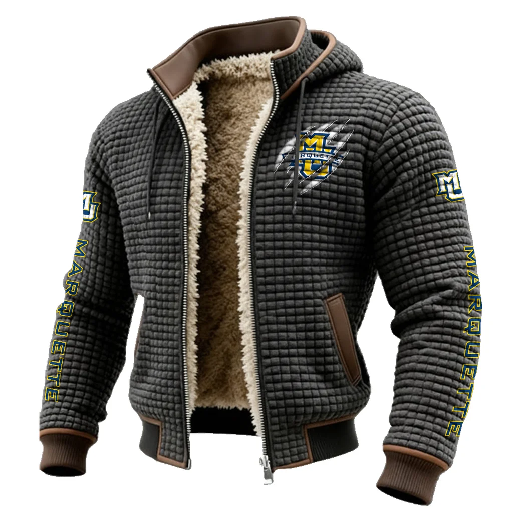 The Gold Force Fleece-Lined Hooded Jacket, Wind-Blocker Insulated Hoody HVN1441MG - Grey - Image 2