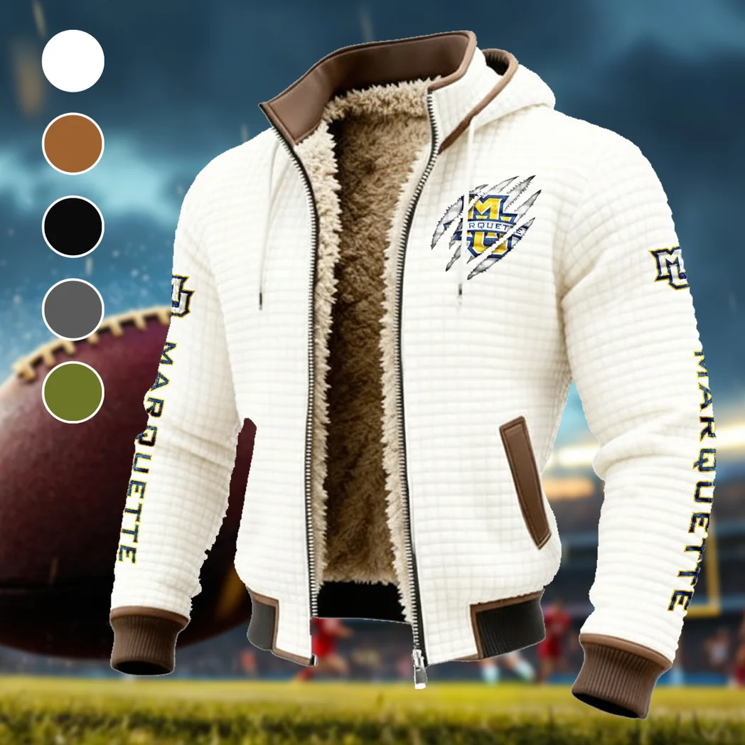 The Gold Force Fleece-Lined Hooded Jacket, Wind-Blocker Insulated Hoody HVN1441MG - White