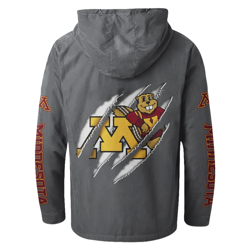 The Minnesota Elite Flannel Hoodie, Rugged Sport Flannel Hoodie HVN1441MG - Gray - Image 3