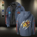 The Minnesota Elite Flannel Hoodie, Rugged Sport Flannel Hoodie HVN1441MG - Navy Blue