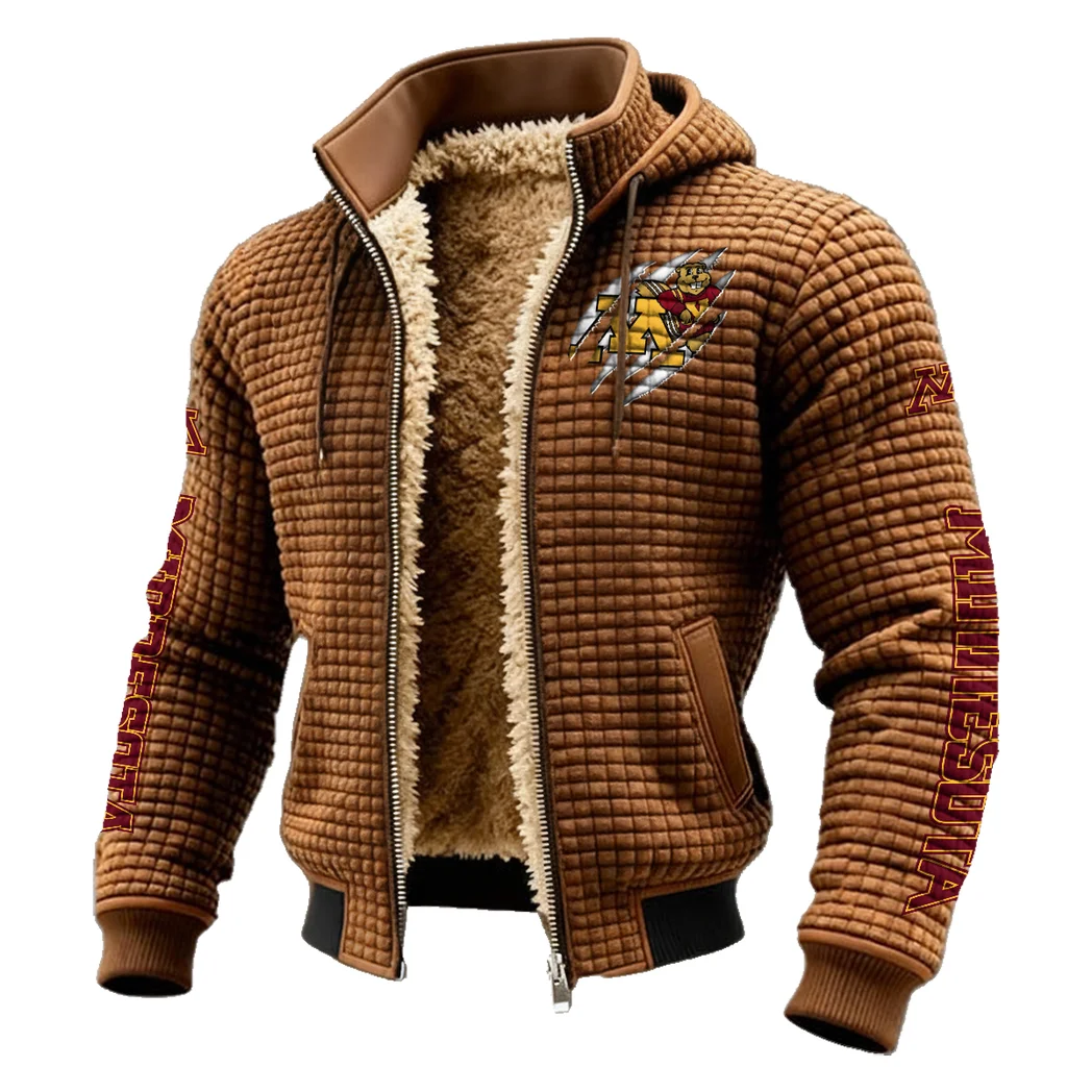 The Minnesota Elite Fleece-Lined Hooded Jacket, Storm-Ready Fleece-Lined Coat HVN1441MG - brown - Image 2