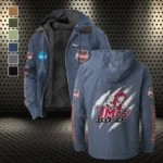 The UMass Power Flannel Hoodie, Warm Sport Spirit Hoodie HVN1441MM - Navy Blue