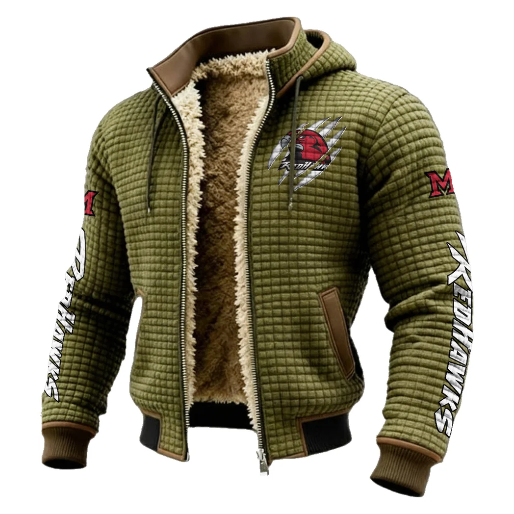 Miami Fleece-Lined Hooded Jacket, Water-Resistant Thermal Hoody HVN1441MO - Green - Image 2
