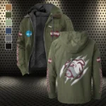 The Bulldog Nation Flannel Hoodie, Sport Vibe Hooded Flannel HVN1441MS - Green