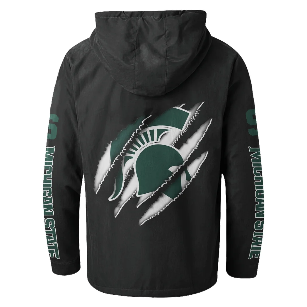 The MSU Elite Flannel Hoodie, Sport Fan Flannel Hoodie HVN1441MS - Black - Image 3