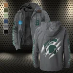 The MSU Elite Flannel Hoodie, Sport Fan Flannel Hoodie HVN1441MS - Gray