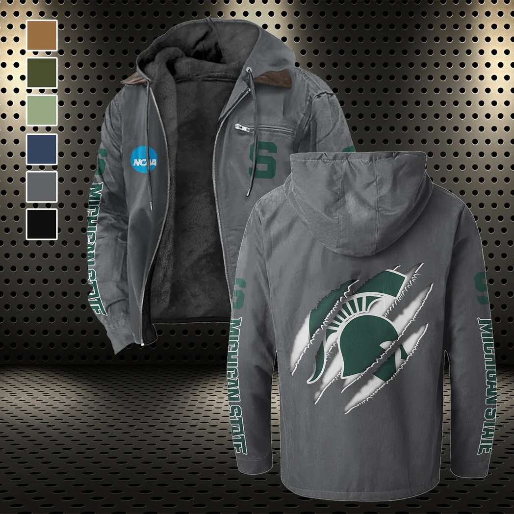 The MSU Elite Flannel Hoodie, Sport Fan Flannel Hoodie HVN1441MS - Gray